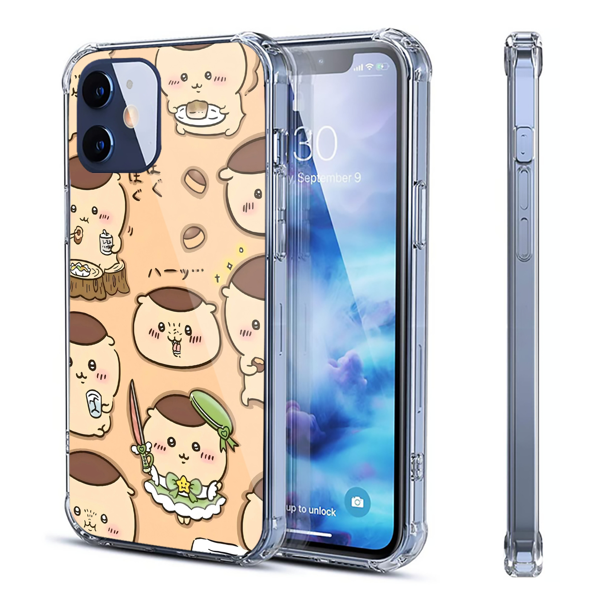 （画像用） ちいかわ Chii-kawa 【iPhone 12シリーズ対応】透明スマホケース（クリアソフトケース）